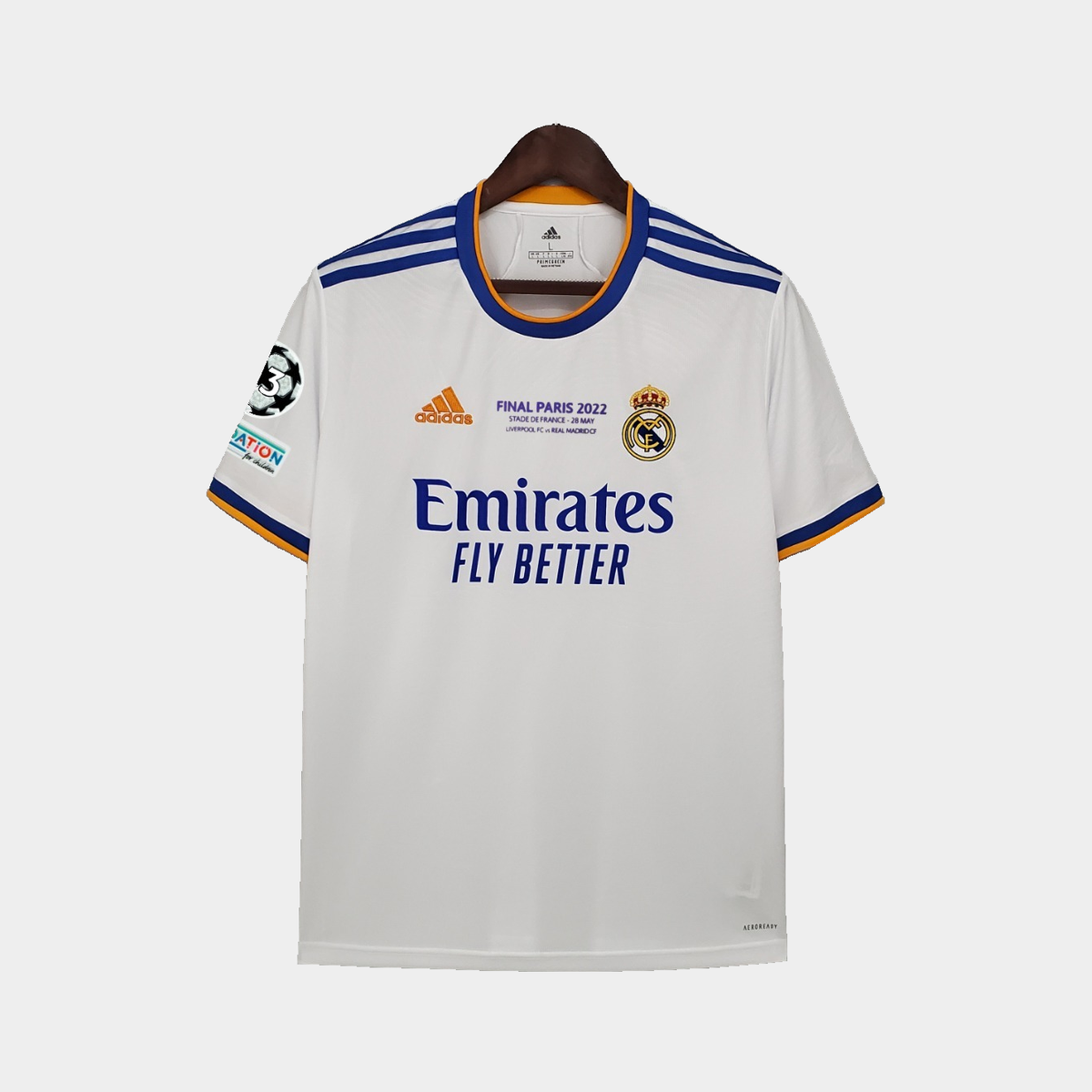 Camiseta Real Madrid Local 2021/22 Final París Vini Jr. 20