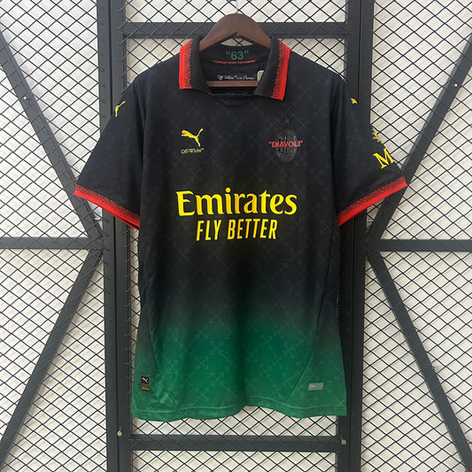 Camiseta AC Milan Cuarta Off-White Negra 2024/25