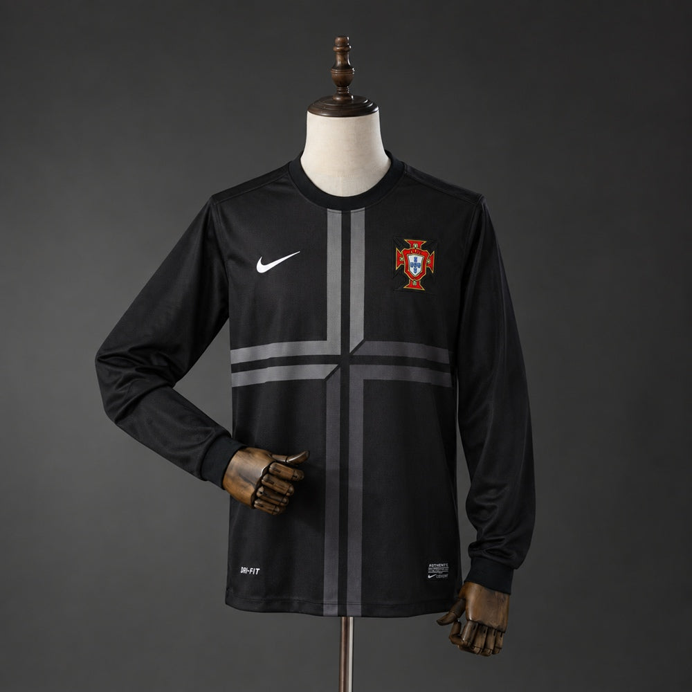 Camiseta Portugal Negra 2013 Manga Larga Retro
